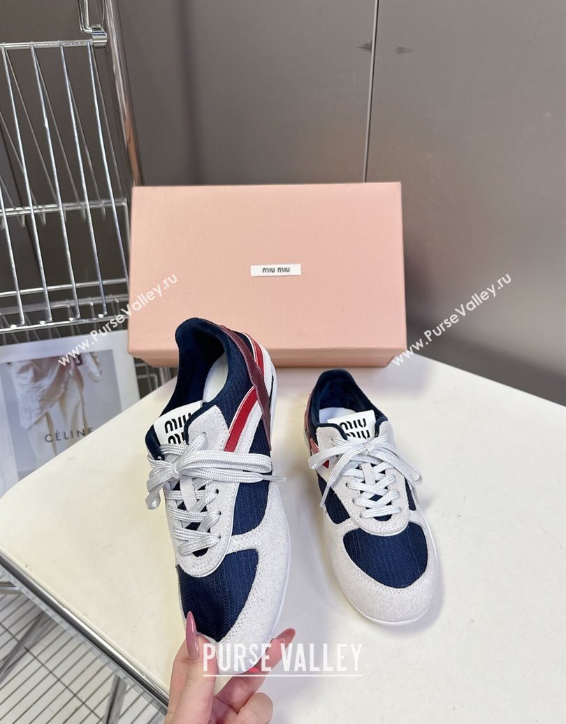 Miu Miu Gymnasium Sneakers in Suede and Technical Fabric Blue/Grey 2025 (HQG-251024113)