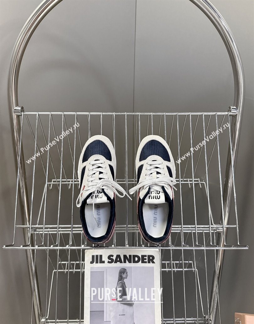 Miu Miu Gymnasium Sneakers in Suede and Technical Fabric Blue/Grey 2025 (HQG-251024113)