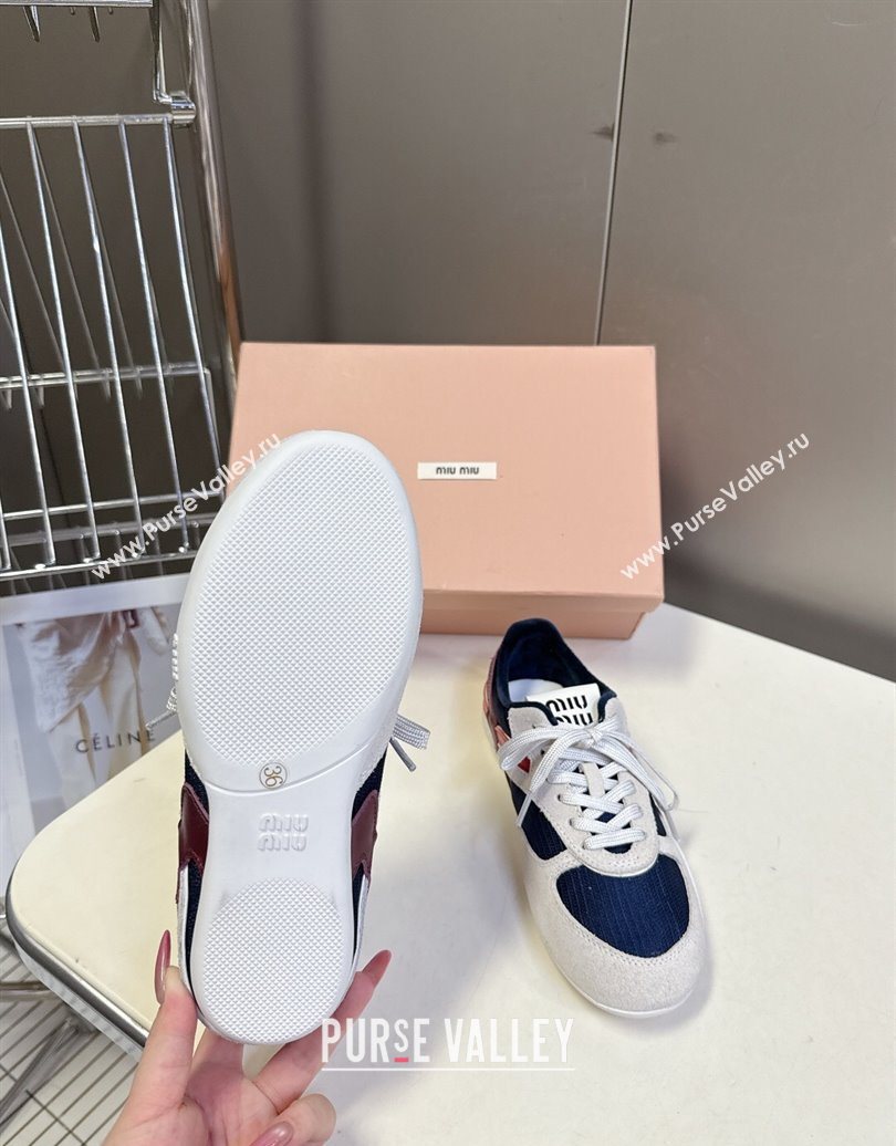 Miu Miu Gymnasium Sneakers in Suede and Technical Fabric Blue/Grey 2025 (HQG-251024113)