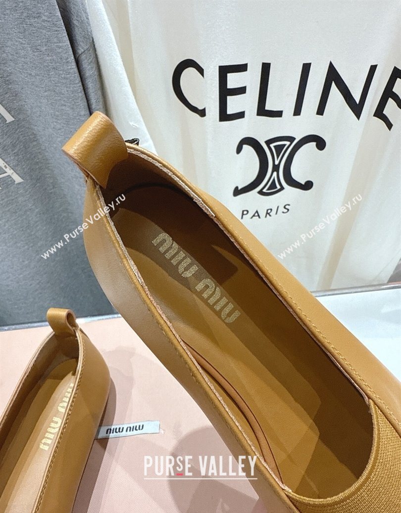 Miu Miu Elan Nappa Leather Ballerinas Flat with Bow and Elastic Gusset Yellow 2025 5F552E (MD-251025053)