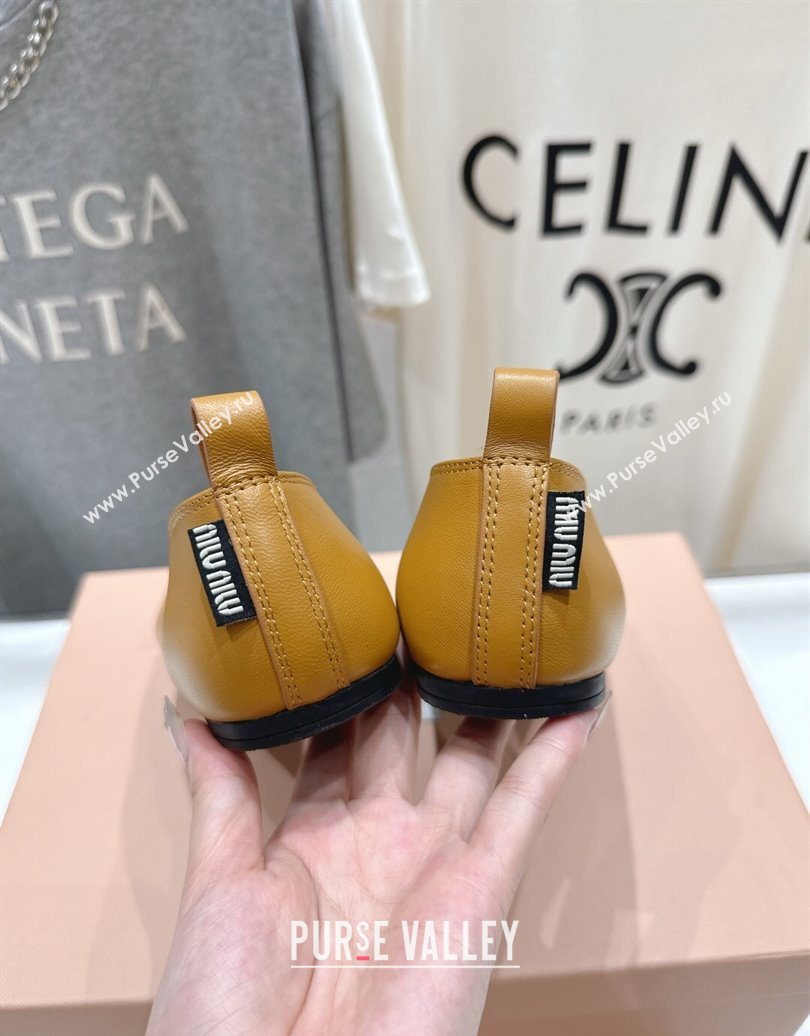 Miu Miu Elan Nappa Leather Ballerinas Flat with Bow and Elastic Gusset Yellow 2025 5F552E (MD-251025053)