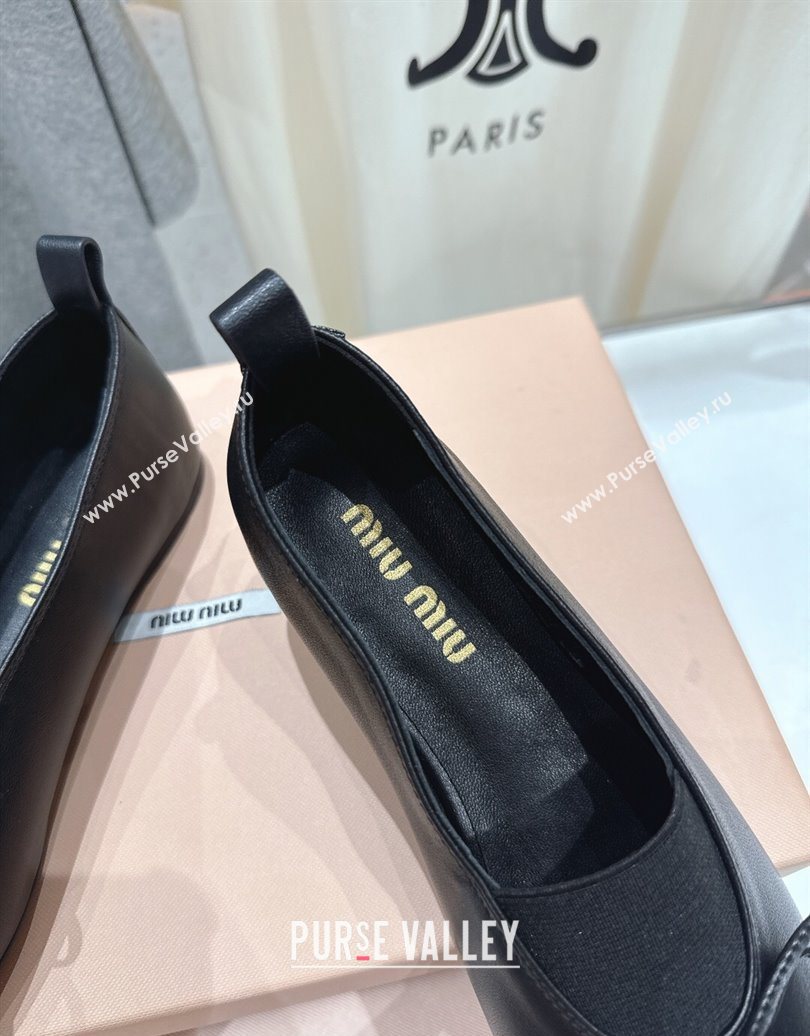 Miu Miu Elan Nappa Leather Ballerinas Flat with Bow and Elastic Gusset Black 2025 5F552E (MD-251025055)
