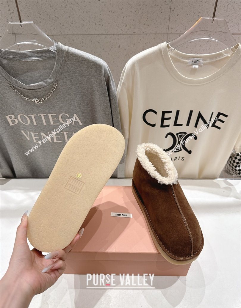 Miu Miu Suede and Shearling Snow Boots Brown 2025 MM102503 (MD-251025068)