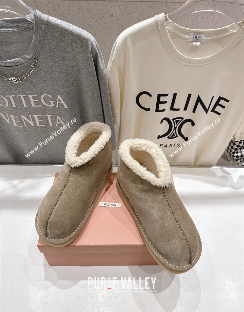 Miu Miu Suede and Shearling Snow Boots Beige 2025 MM102503 (MD-251025069)