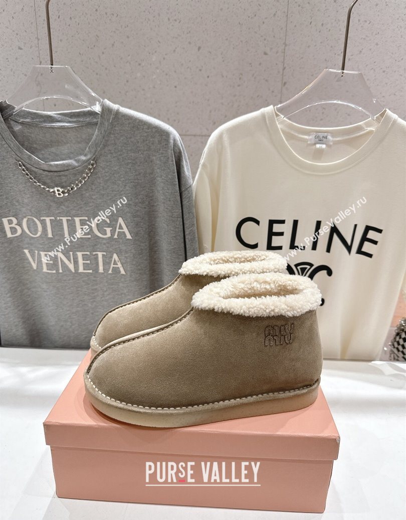 Miu Miu Suede and Shearling Snow Boots Beige 2025 MM102503 (MD-251025069)