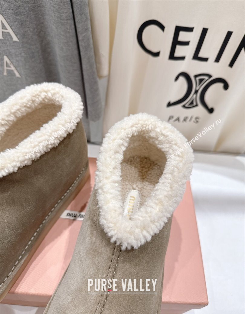 Miu Miu Suede and Shearling Snow Boots Beige 2025 MM102503 (MD-251025069)