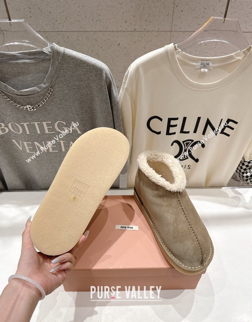 Miu Miu Suede and Shearling Snow Boots Beige 2025 MM102503 (MD-251025069)