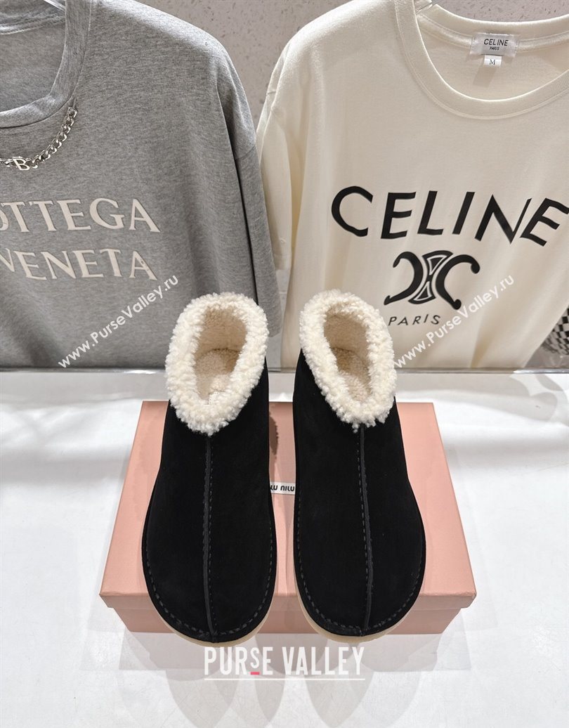 Miu Miu Suede and Shearling Snow Boots Black 2025 MM102503 (MD-251025070)