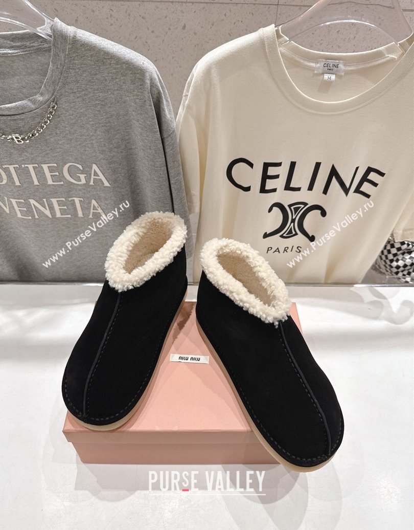 Miu Miu Suede and Shearling Snow Boots Black 2025 MM102503 (MD-251025070)