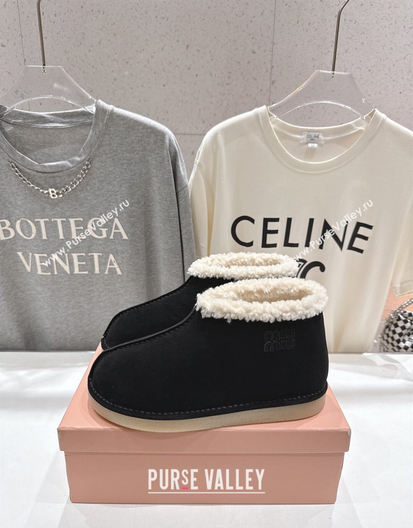 Miu Miu Suede and Shearling Snow Boots Black 2025 MM102503 (MD-251025070)