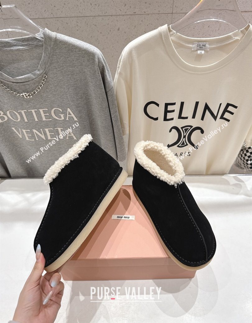 Miu Miu Suede and Shearling Snow Boots Black 2025 MM102503 (MD-251025070)