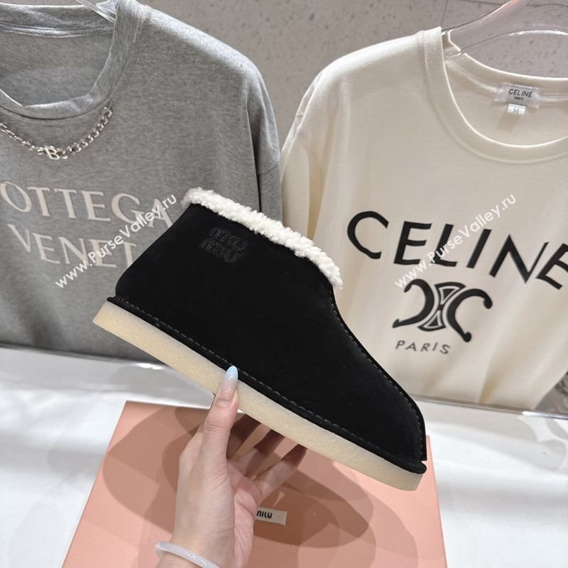 Miu Miu Suede and Shearling Snow Boots Black 2025 MM102503 (MD-251025070)