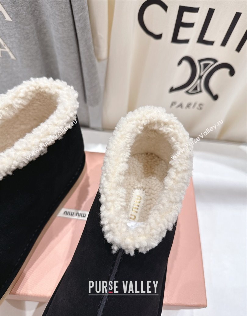 Miu Miu Suede and Shearling Snow Boots Black 2025 MM102503 (MD-251025070)