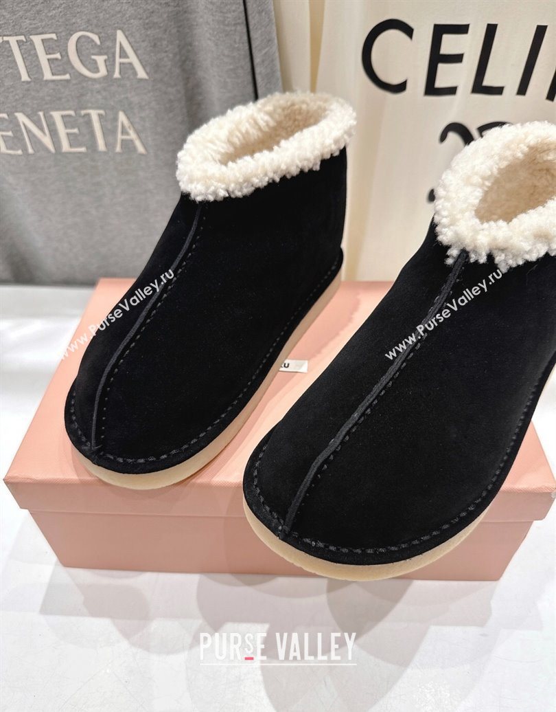Miu Miu Suede and Shearling Snow Boots Black 2025 MM102503 (MD-251025070)