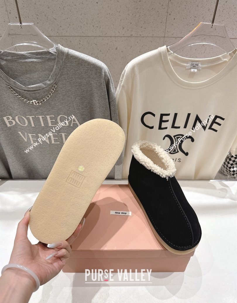 Miu Miu Suede and Shearling Snow Boots Black 2025 MM102503 (MD-251025070)