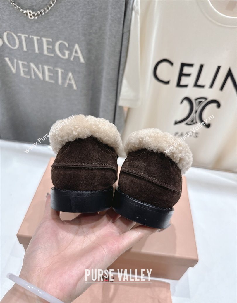 Miu Miu Suede and Wool Loafers with Coin Dark Brown 2025 5D530E (MD-251025059)