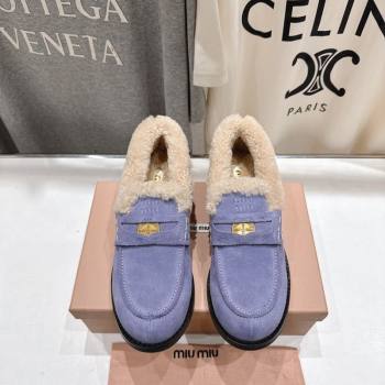 Miu Miu Suede and Wool Loafers with Coin Purple 2025 5D530E (MD-251025060)