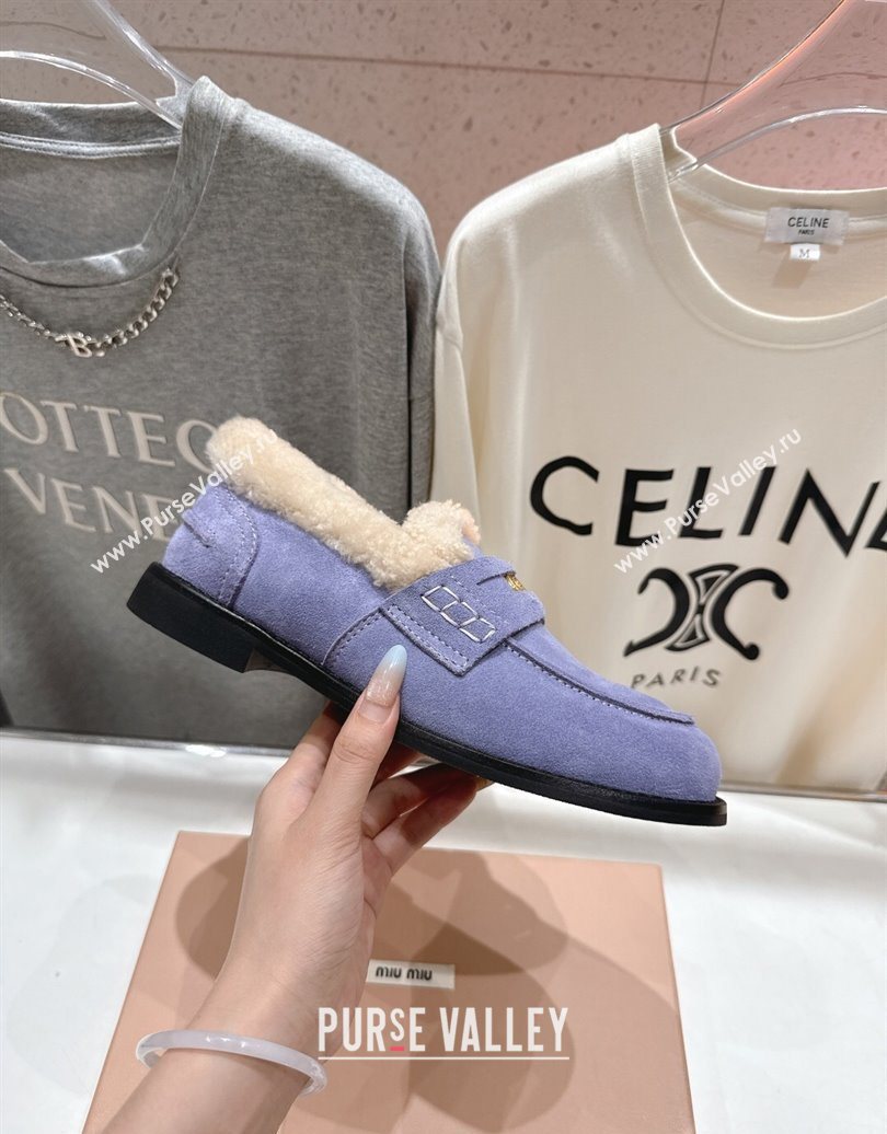 Miu Miu Suede and Wool Loafers with Coin Purple 2025 5D530E (MD-251025060)