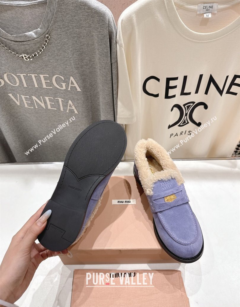 Miu Miu Suede and Wool Loafers with Coin Purple 2025 5D530E (MD-251025060)