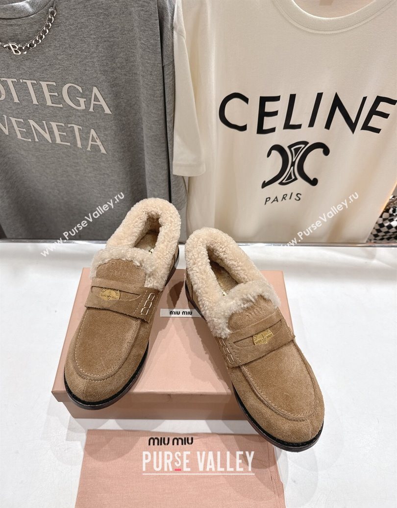 Miu Miu Suede and Wool Loafers with Coin Beige 2025 5D530E (MD-251025062)