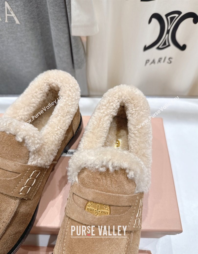 Miu Miu Suede and Wool Loafers with Coin Beige 2025 5D530E (MD-251025062)
