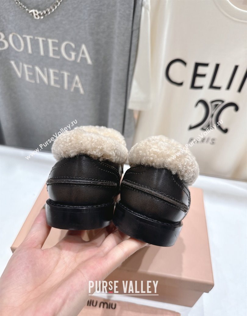 Miu Miu Bleached Leather and Wool Loafers with Coin Black 2025 5D530E (MD-251025063)