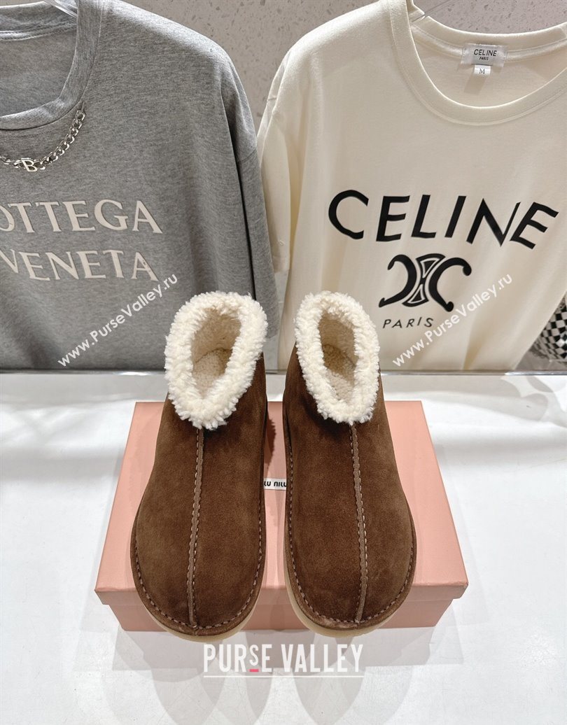 Miu Miu Suede and Shearling Snow Boots Brown 2025 MM102503 (MD-251025068)