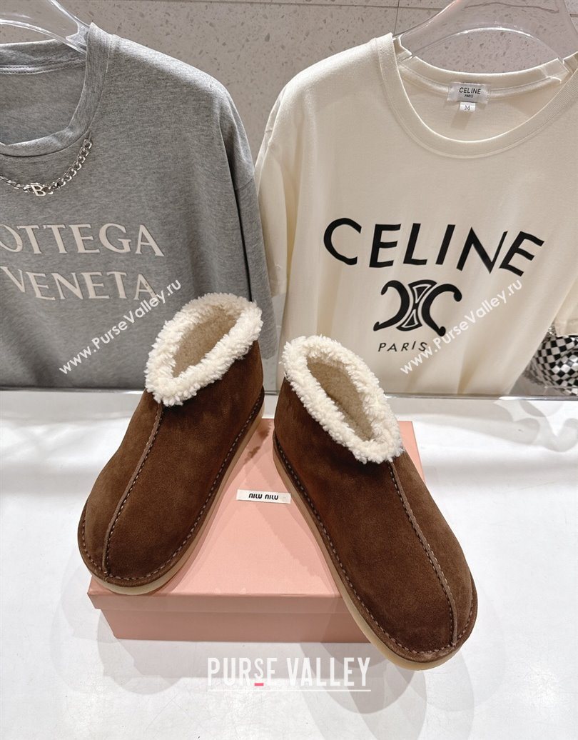 Miu Miu Suede and Shearling Snow Boots Brown 2025 MM102503 (MD-251025068)