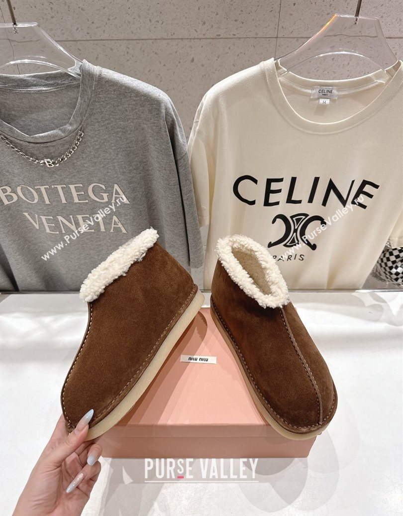 Miu Miu Suede and Shearling Snow Boots Brown 2025 MM102503 (MD-251025068)