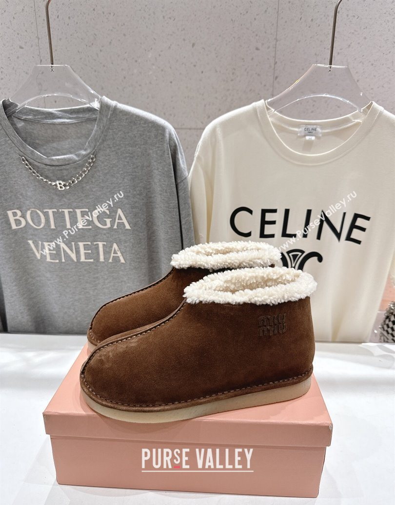 Miu Miu Suede and Shearling Snow Boots Brown 2025 MM102503 (MD-251025068)