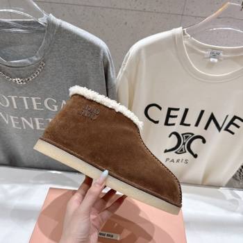 Miu Miu Suede and Shearling Snow Boots Brown 2025 MM102503 (MD-251025068)