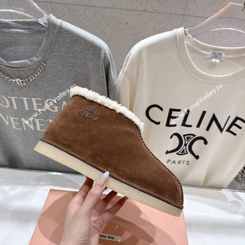 Miu Miu Suede and Shearling Snow Boots Brown 2025 MM102503 (MD-251025068)