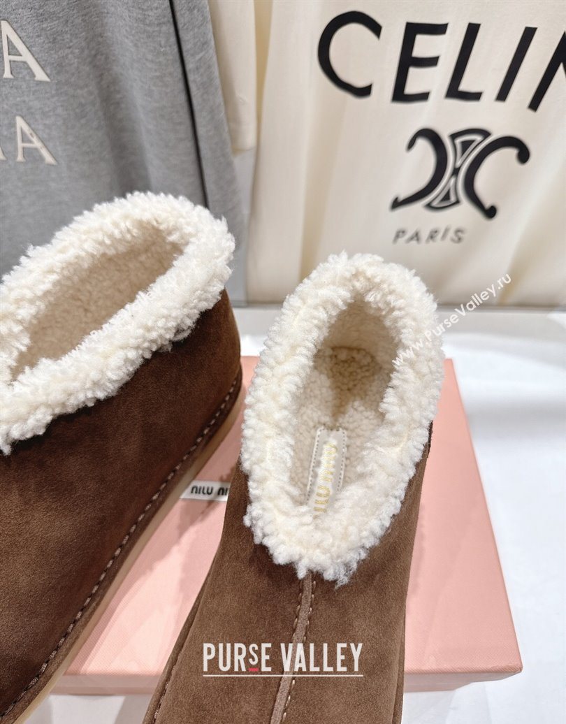 Miu Miu Suede and Shearling Snow Boots Brown 2025 MM102503 (MD-251025068)