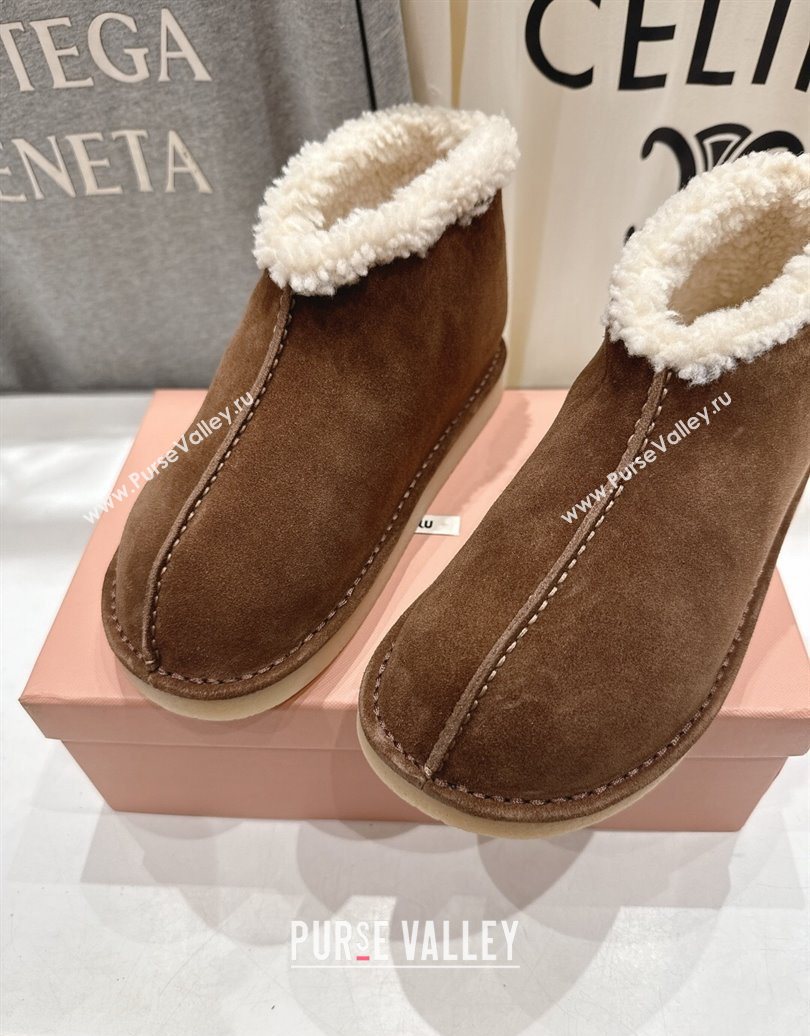 Miu Miu Suede and Shearling Snow Boots Brown 2025 MM102503 (MD-251025068)