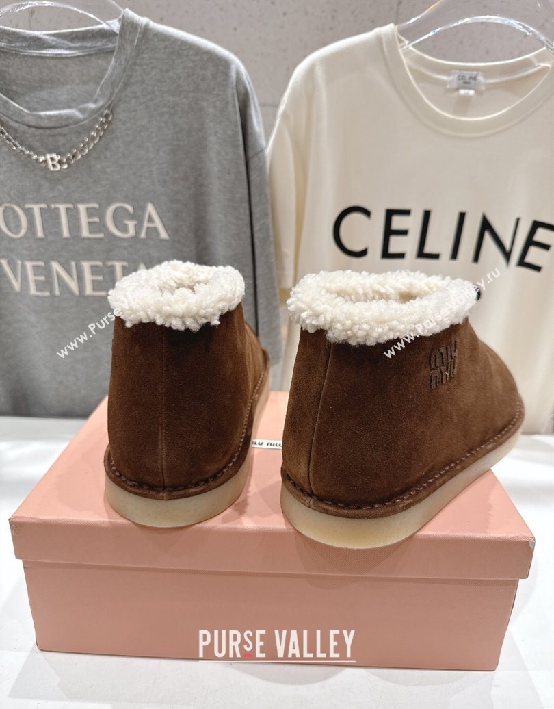 Miu Miu Suede and Shearling Snow Boots Brown 2025 MM102503 (MD-251025068)