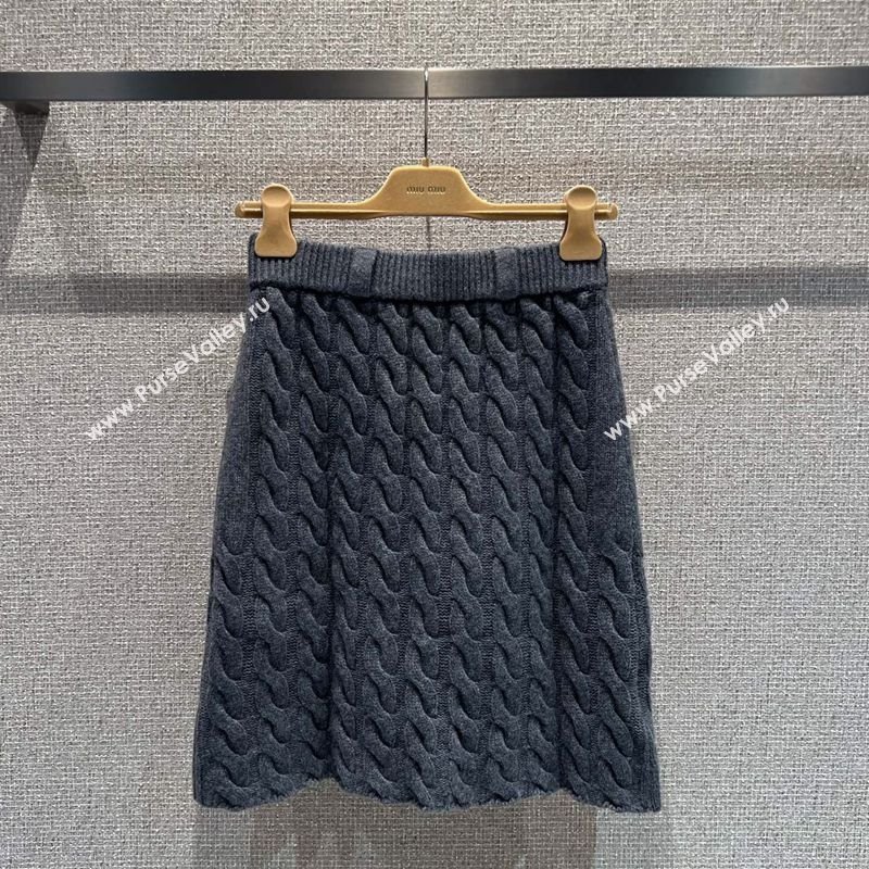 Miu Miu Wool Knit Skirt Grey 2025 M110507 (QI-251105010)