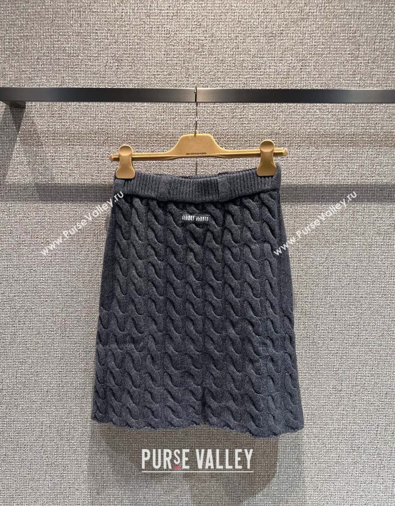 Miu Miu Wool Knit Skirt Grey 2025 M110507 (QI-251105010)