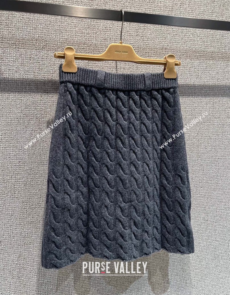 Miu Miu Wool Knit Skirt Grey 2025 M110507 (QI-251105010)