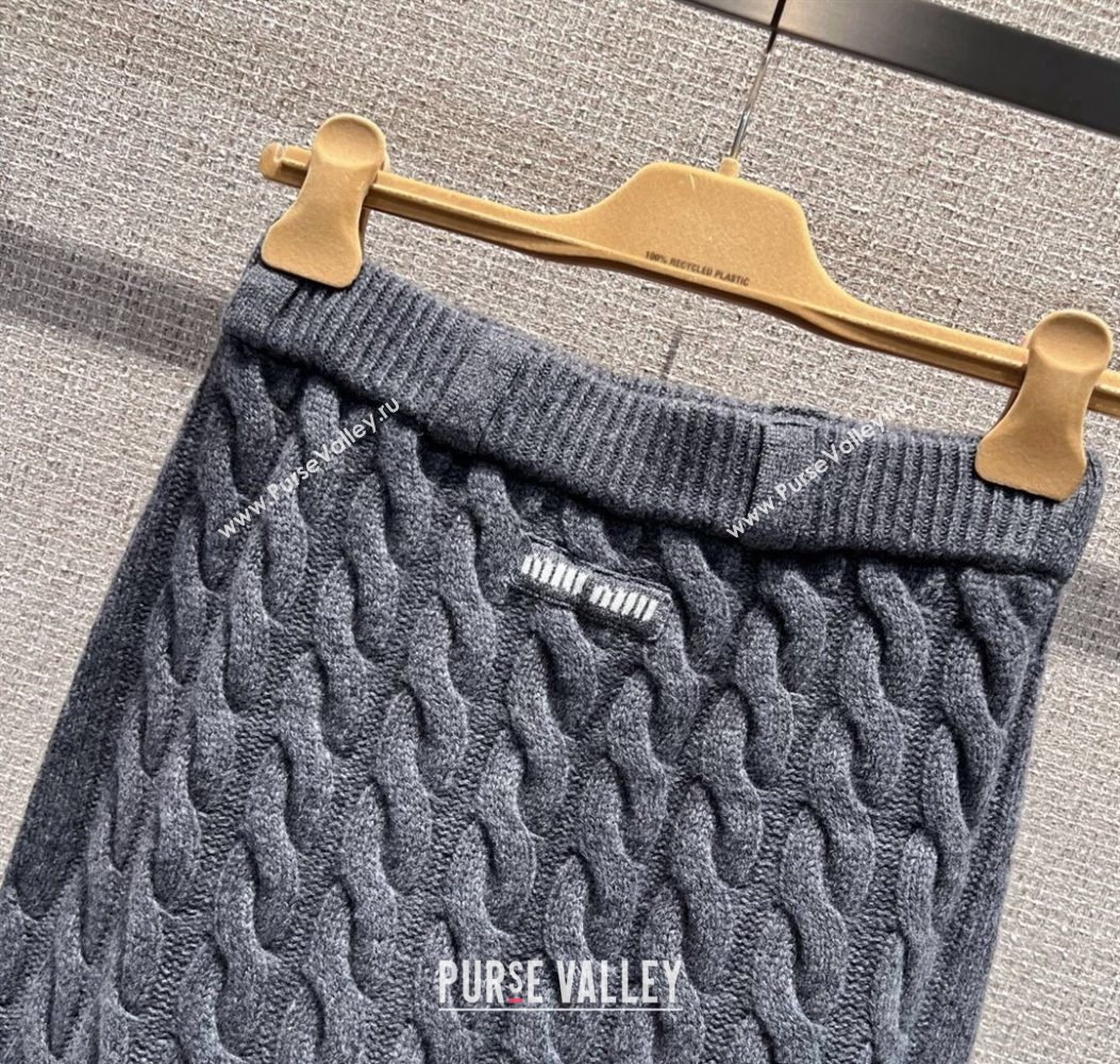 Miu Miu Wool Knit Skirt Grey 2025 M110507 (QI-251105010)
