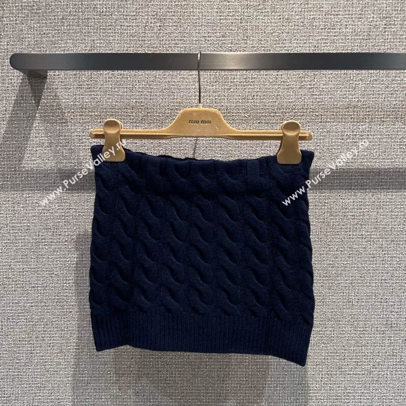 Miu Miu Wool Knit Mini Skirt Blue 2025 M110508 (QI-251105011)