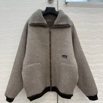 Miu Miu Wool Blend Jacket Grey 2025 M110533 (QI-251105034)