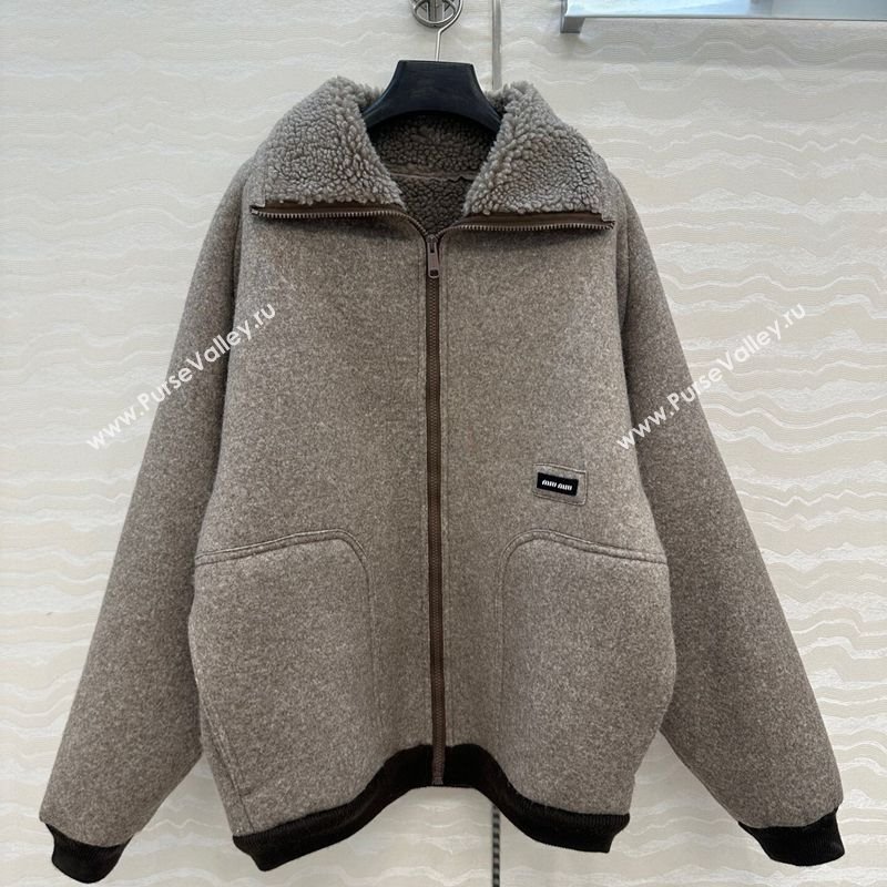 Miu Miu Wool Blend Jacket Grey 2025 M110533 (QI-251105034)