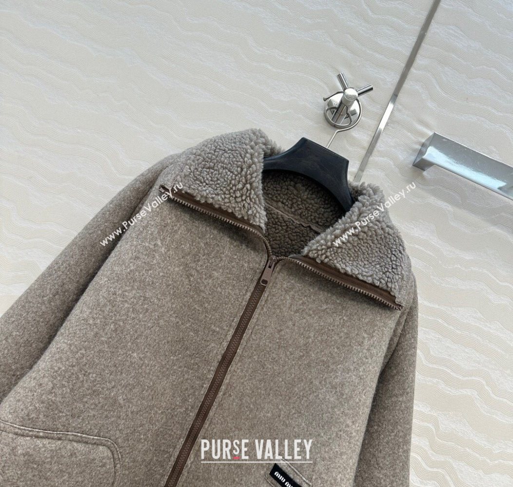 Miu Miu Wool Blend Jacket Grey 2025 M110533 (QI-251105034)