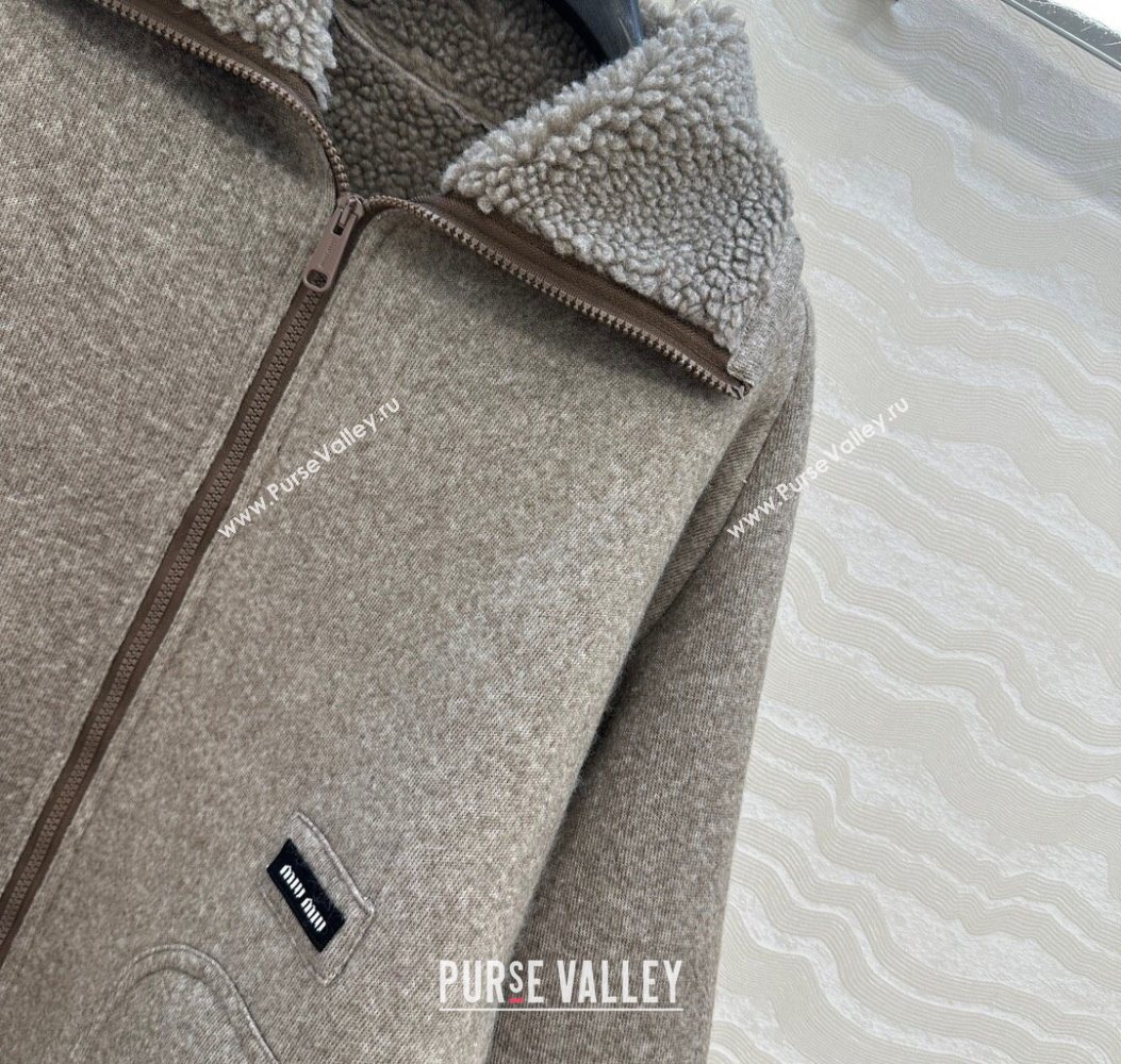 Miu Miu Wool Blend Jacket Grey 2025 M110533 (QI-251105034)