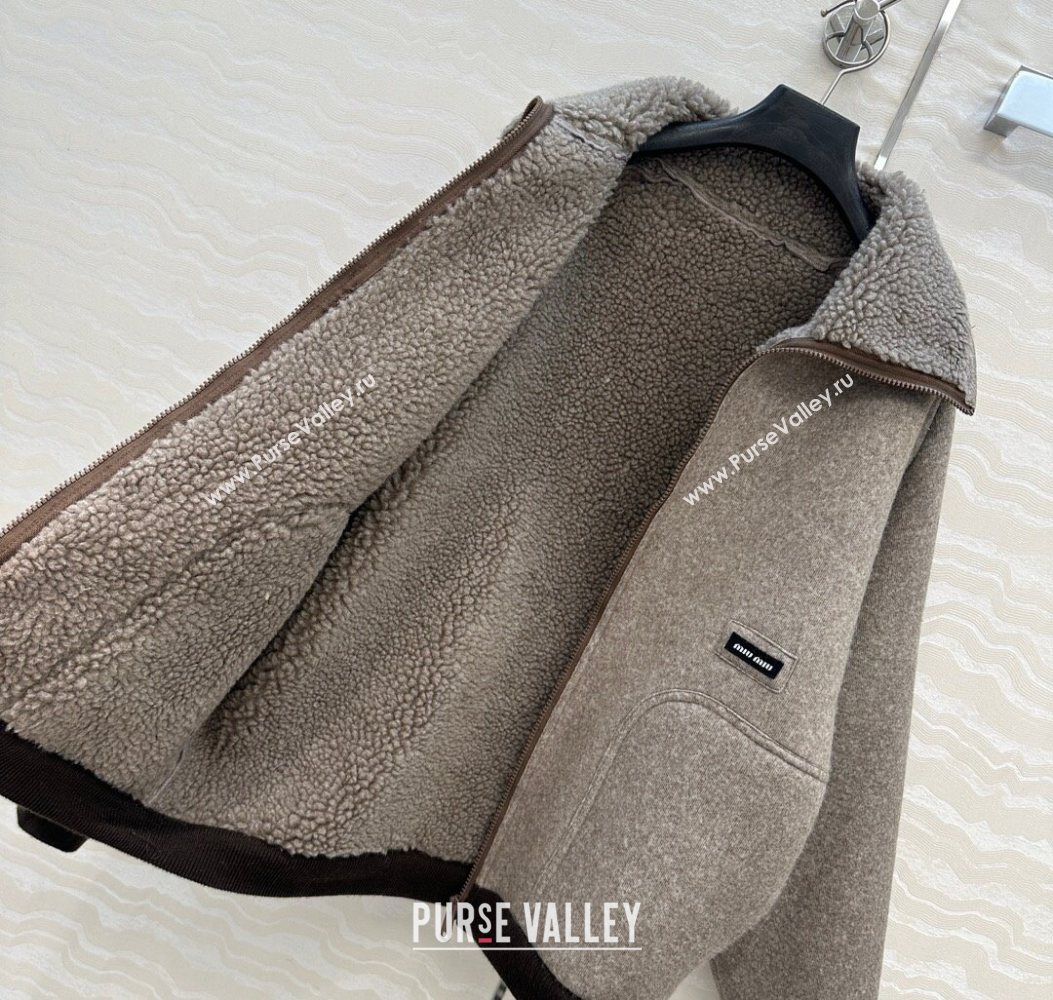 Miu Miu Wool Blend Jacket Grey 2025 M110533 (QI-251105034)