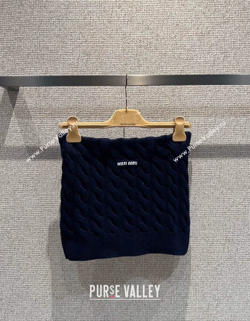 Miu Miu Wool Knit Mini Skirt Blue 2025 M110508 (QI-251105011)
