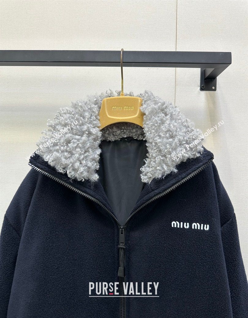 Miu Miu Wool Jacket Navy Blue 2025 M110537 (QI-251105037)