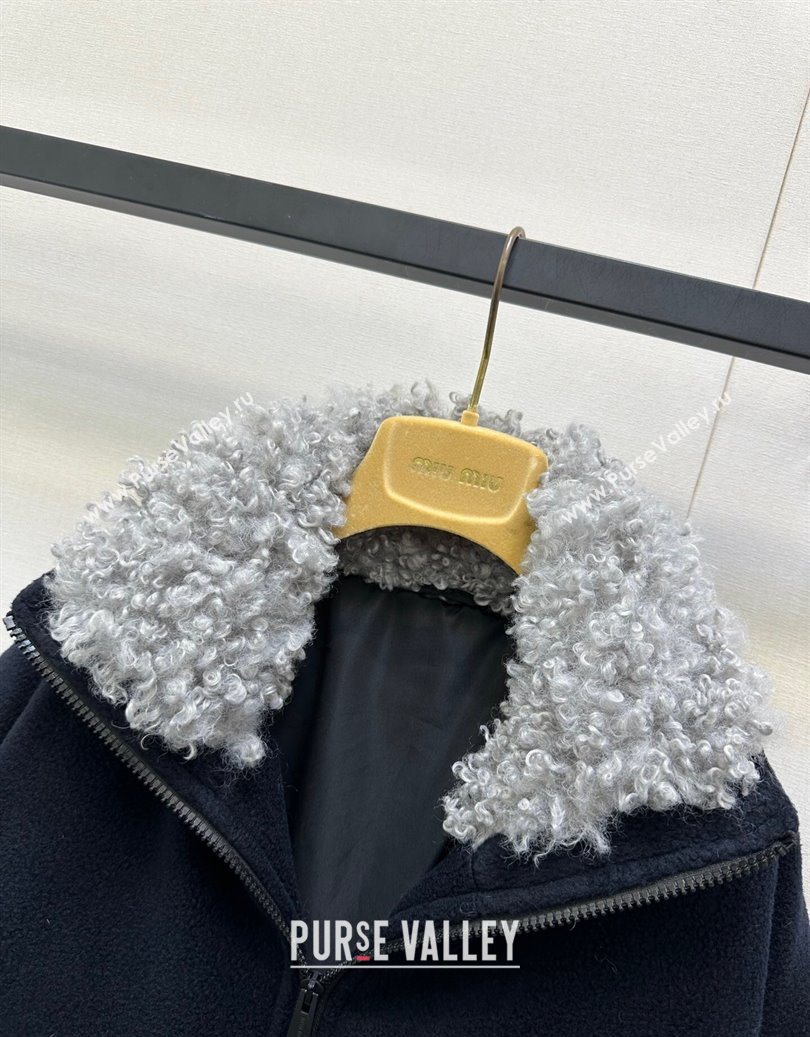 Miu Miu Wool Jacket Navy Blue 2025 M110537 (QI-251105037)