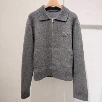 Miu Miu Wool Cashmere Cardigan Grey 2025 M110544 (QI-251105044)