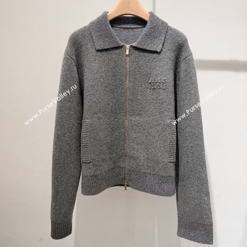Miu Miu Wool Cashmere Cardigan Grey 2025 M110544 (QI-251105044)